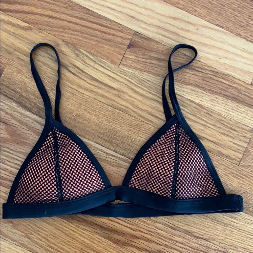 Triangl swim top; black and orange mesh